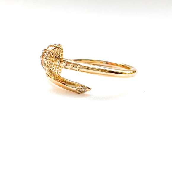 14K Yellow Gold Nail Ring - Picture 5 of 8